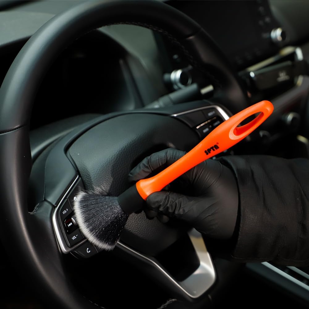 SPTA Car Wash Kit, Clean & Car Wash Kit (9 Items, Including 2-16oz. Car Wash Shampoo, 1Pc Microfiber Mitts,1Pc Red Car Wash Sponge, 2Pcs 16"x16" Microfiber Detail Towels and 3Pcs Car Detail Brush