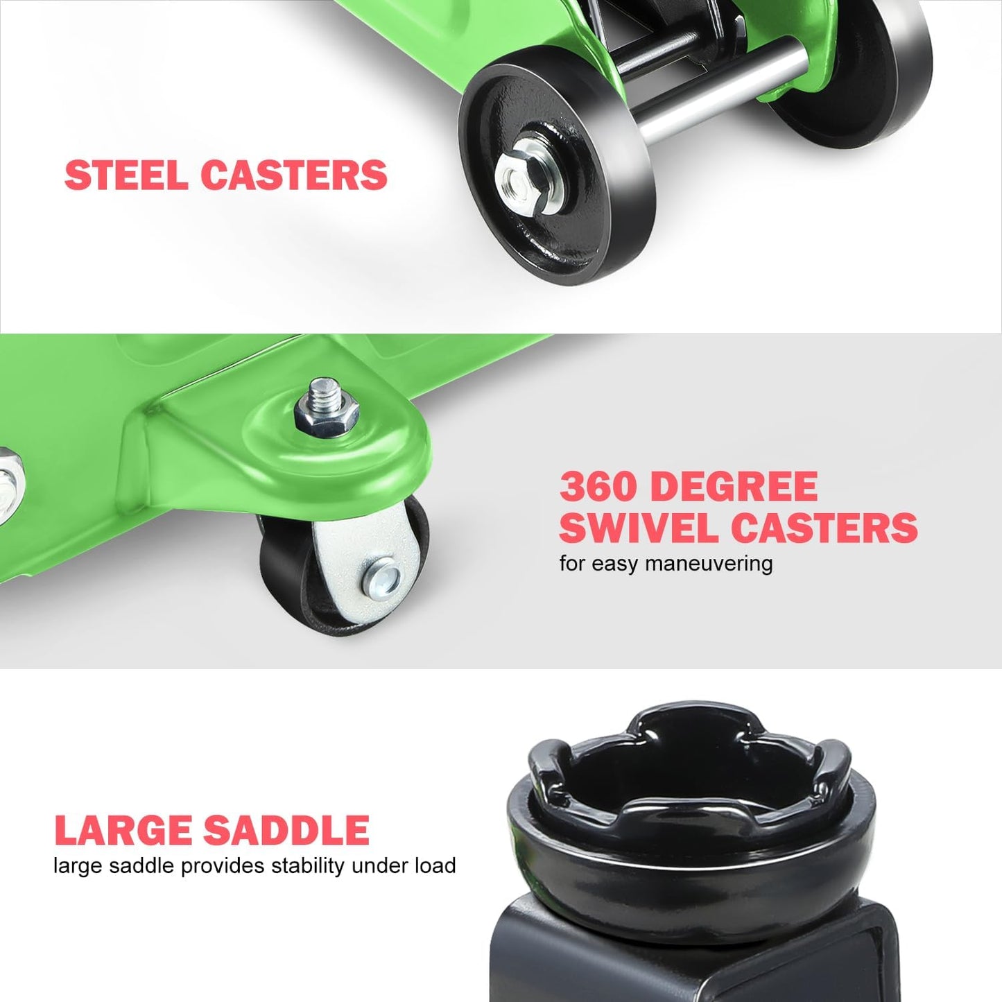 DNA MOTORING Low Profile Hydraulic Trolley Service/Floor Jack, 1.5 Ton (3000 lbs) Capacity, Lifting Range 5.3"-12", Green, TOOLS-00326-GR