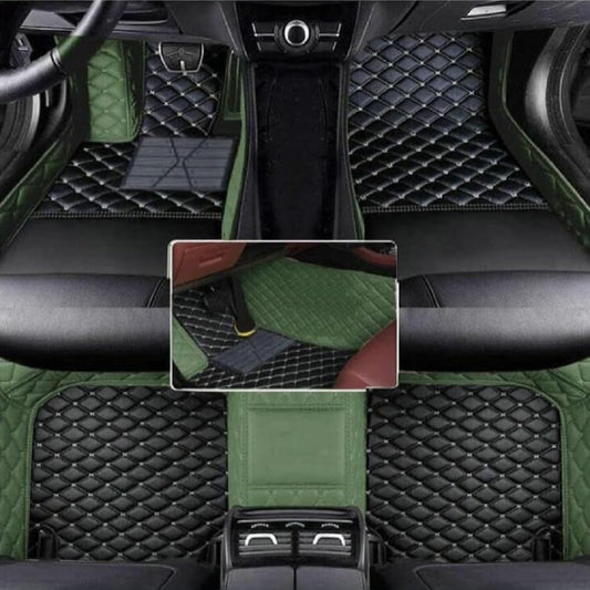 Customized Personalized car Floor mats, All-Weather Luxury car Floor mats, Waterproof and Anti Slip Leather car Floor mat Lining, 95% Customized car, Truck, and SUV Floor mats (Edge Green)