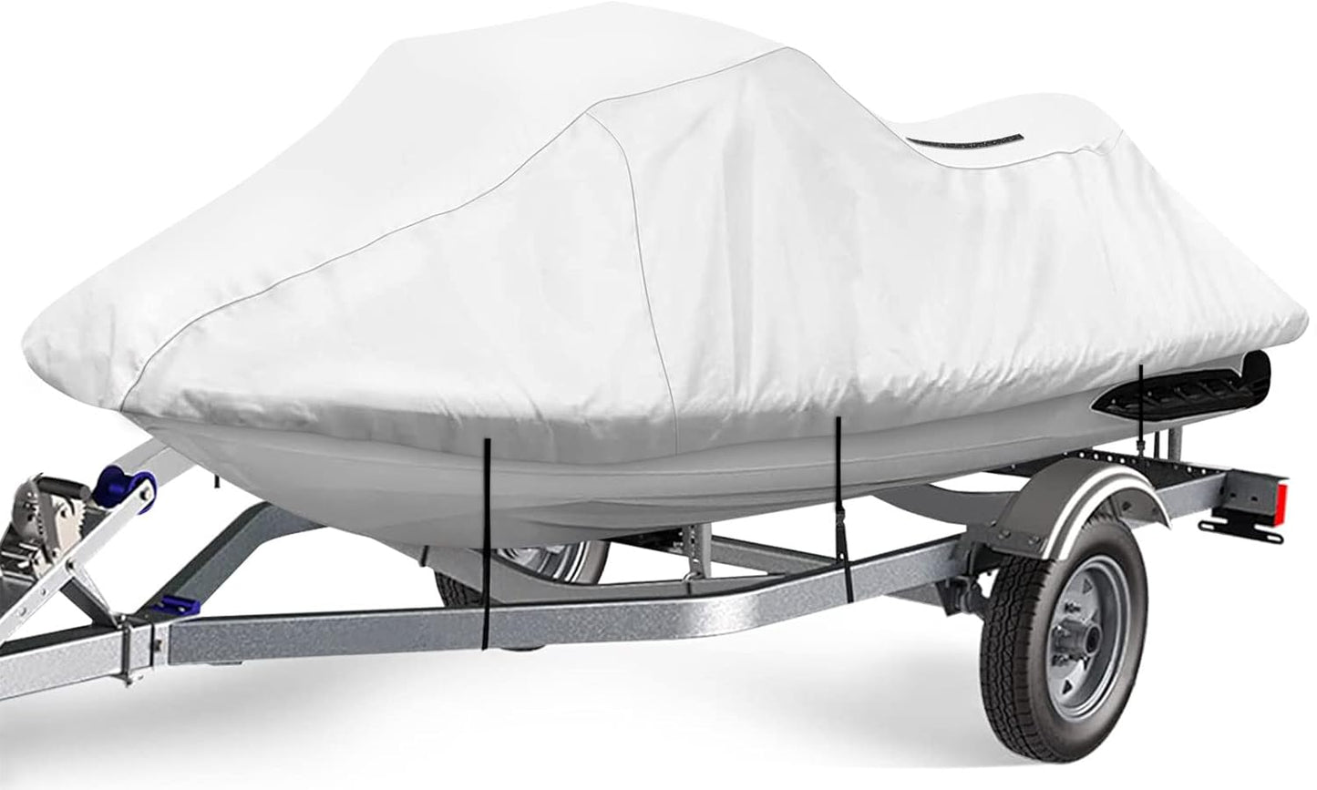 iCOVER Jet Ski Cover - Waterproof Heavy Duty Trailerable Jetski Covers for Seadoo Kawasaki Yamaha Wave Runner, Fits PWC Models Up to 135in Long