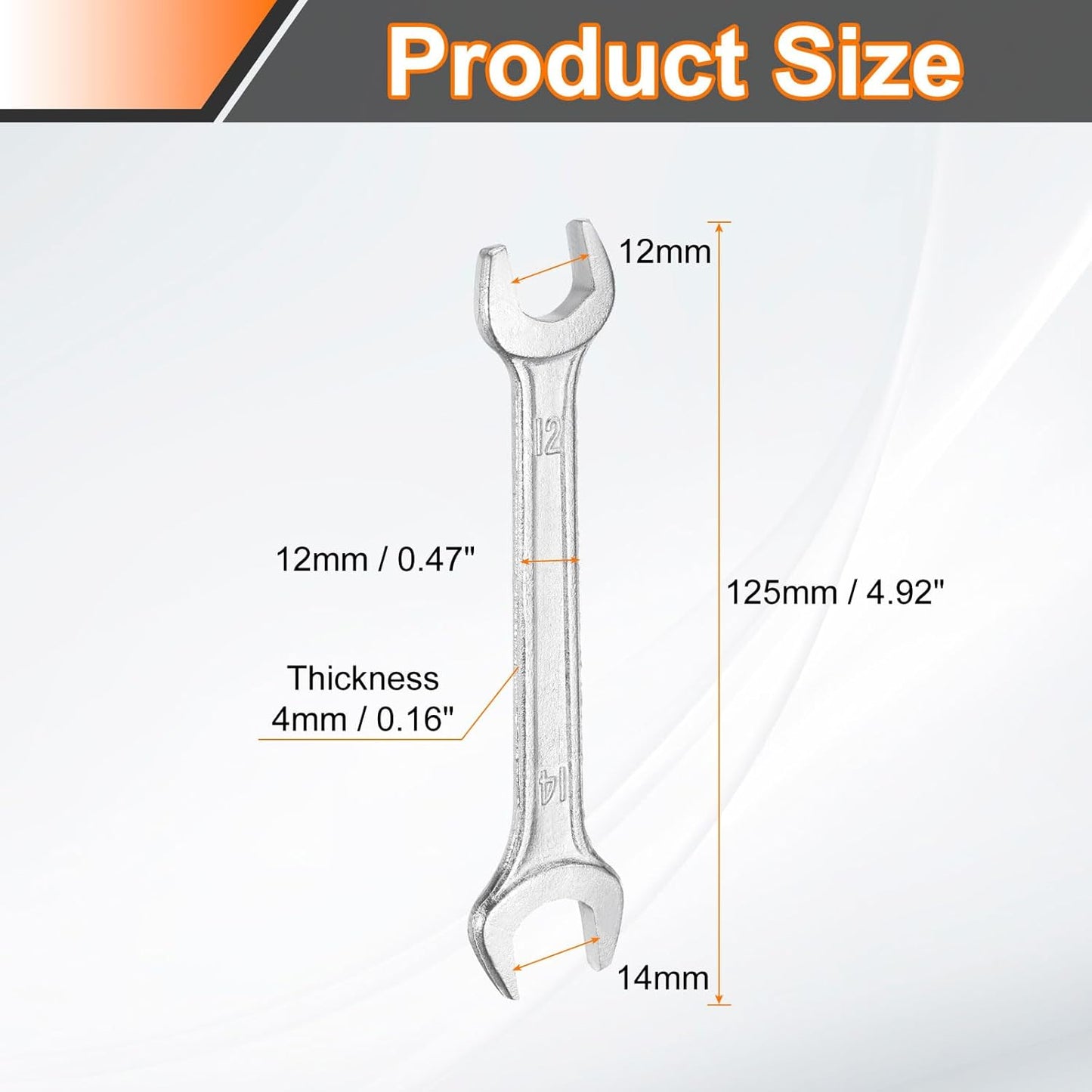 HARFINGTON 5pcs Double Open End Wrench 12mm x 14mm Metric 15 Degree Offset Angle Small Flat Head Wrench Galvanizing Open Ended Spanner for Automotive Repair Furniture Assembly