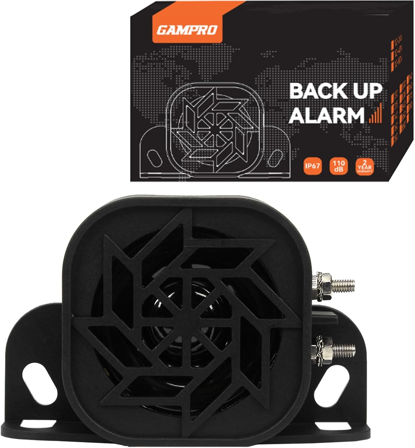 735 Back-up Alarm 12V-48V 110dB IP67 Waterproof Dust-Proof Reversing Warning Alarm with Super Loud Beeper Tone for Truck Van Forklift Car Lorry Agricultural Vehicles