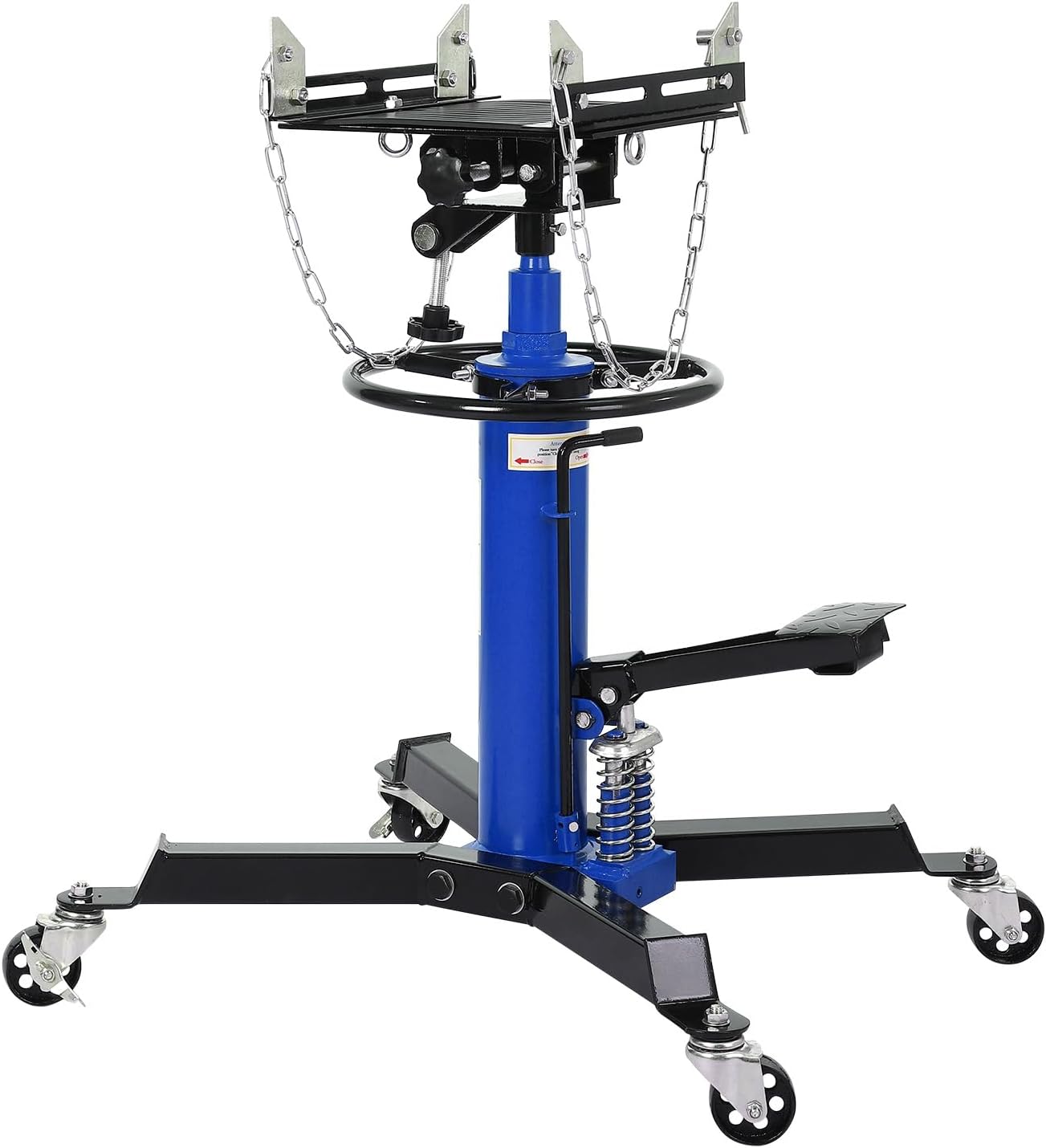 Transmission Jack with 2 Stage Hydraulic Ram, 1322 LBS Hydraulic Telescoping Transmission Jack with Foot Pedal & 360° Swivel Wheels, Heavy-Duty Garage/Workshop Jacks for Car/Truck Repairs, Blue