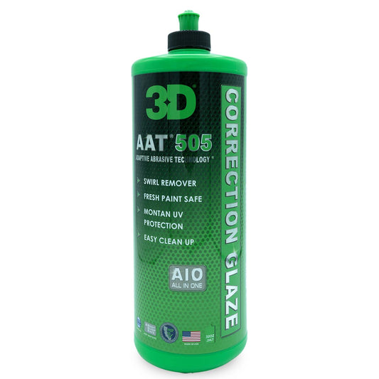 3D AAT 505 Correction Glaze - 32oz - Body Shop Swirl Remover for Freshly Painted Vehicles - Montan UV Protection - Easy Clean Up - Adaptive Abrasive Technology