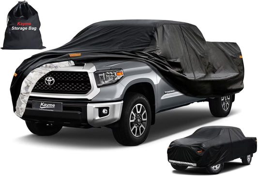 Kayme Truck Cover Custom Fit Toyota Tundra(1999-2021) Access/Extended Cab SB. Full Exterior Heavy Duty Outdoor Pickup Truck Car Cover Waterproof All Weather.Car Tarp for Wind Sun Dust Protection.