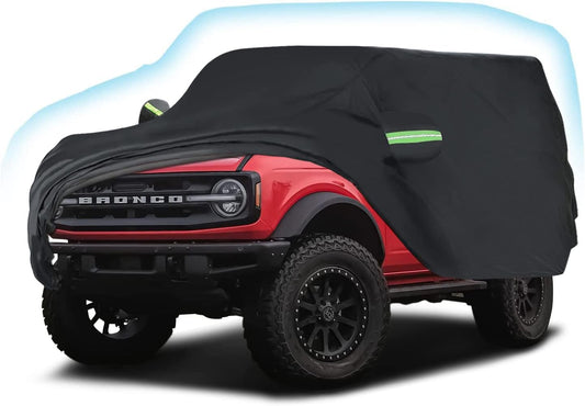 Proadsy Upgrade Car Cover Compatible with Ford Bronco 2 Door 2021-2024 2025 Windproof All Weather Waterproof Sun Rain UV Dust Snow Protection Outdoor Covers