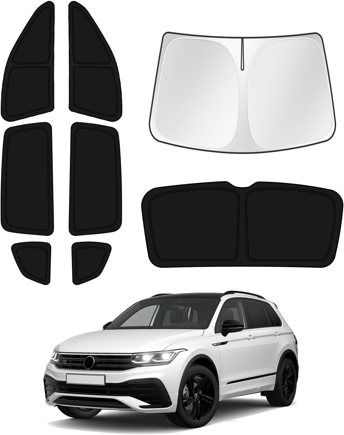 Windshield Sun Shade for 2018-2023 Volkswagen VW Tiguan Side Rear Window Shade Cover Sun Visor Shield Privacy Protection Keep Vehicle Cool Black 8PCS
