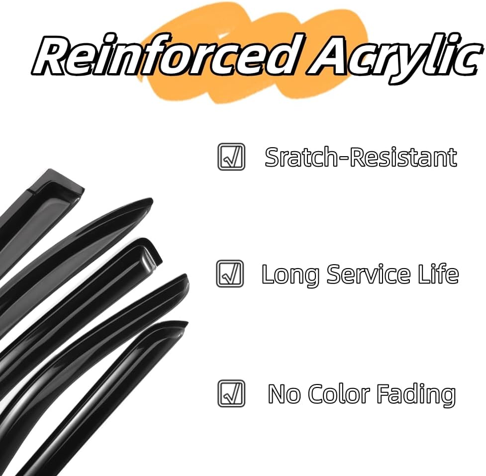 Rainproof Side Window Wind Deflectors for 2011-2017 Jeep Compass (Old Body Style), Tape-on Sun Rain Guard Sets,Nice Looking Window Visors for Cars,Vent Deflector for 11-17 Jeep Compass 94540