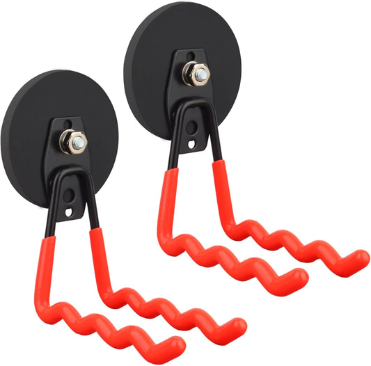 ULIBERMAGNET Heavy Duty Large Magnet Hooks,Strong Magnetic Wave Hook for Hose,Jig Saw,Circular Saw,Workshop Organization,2 Pack Magnetic Tool for Hammer Drill,Garden Tool(3.46inch/Orange)