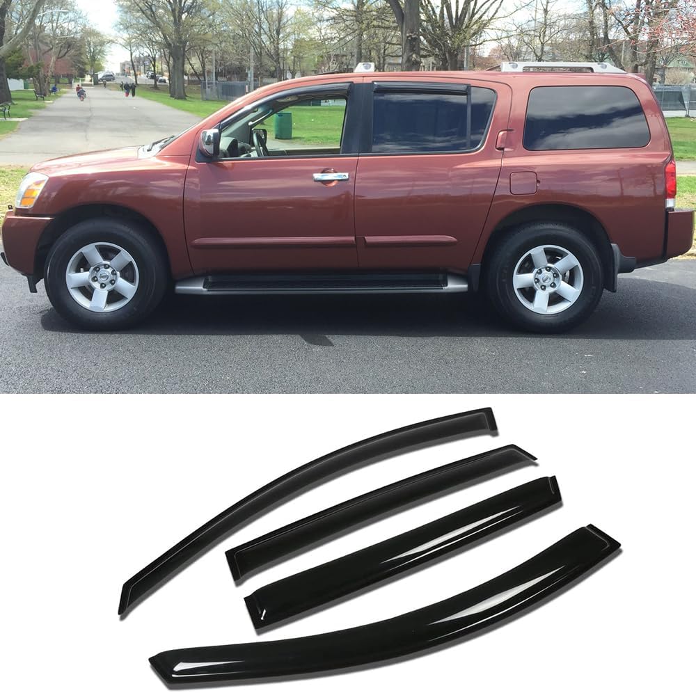 94134 Side Window Wind Deflector,4pcs Outside Mount Style Sun Rain Guards Set,Nice Window Visors fit for 2005-2015 Nissan Armada