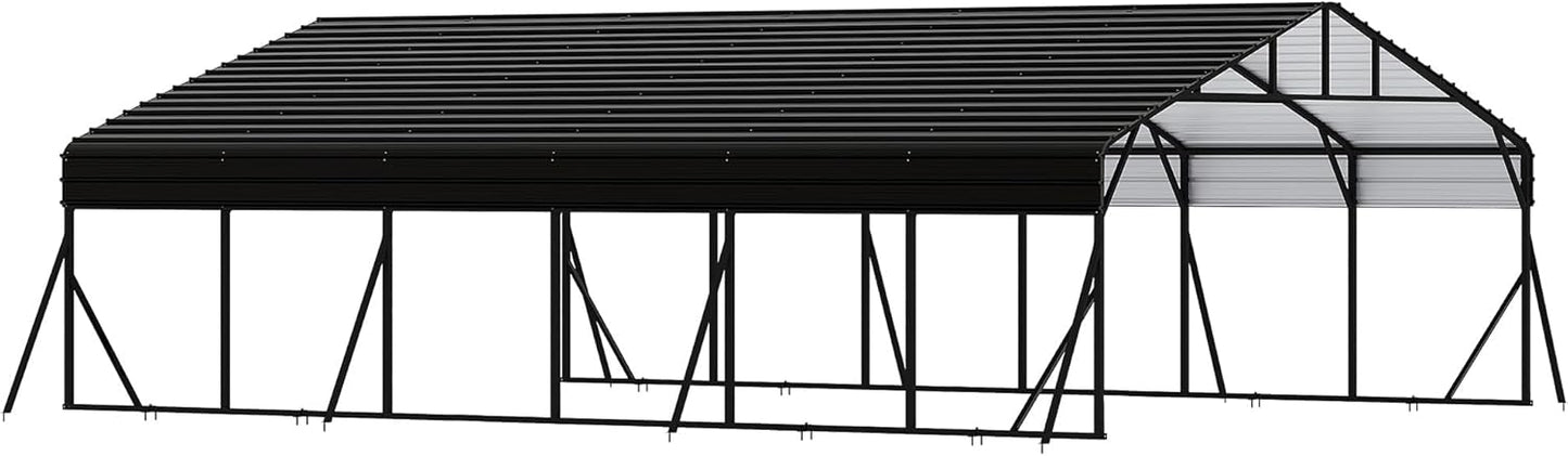 20' x 30' x 8.5' Heavy Duty Metal Carport with Galvanized Steel Roof, Steel Carport Kits Outdoor with Metal Roof, Galvanized Car Shelter for Tractors, Pickup, Boat, Car