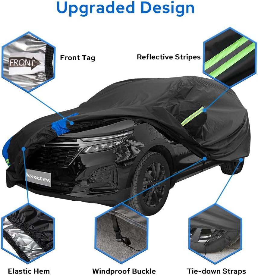 Avecrew SUV Car Cover Waterproof All Weather for Automobiles, Outdoor Heavy Duty Full Exterior SUV Covers (Length: 182"-191")