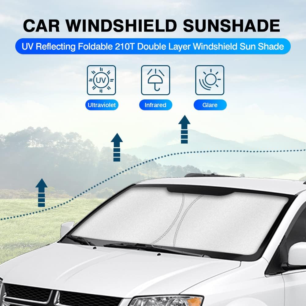 KUST Windshield Sun Shade for Dodge Caravan Mini Van 2008-2020 (NOT for Dodge Grand Caravan) Window Sunshade Sun Visor Protector Foldable Blocks UV Rays Keep Your Car Cooler