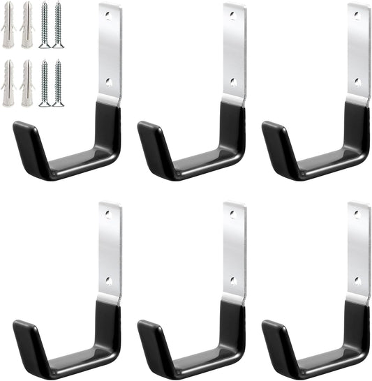Heavy Duty Steel Garage Hooks,Garage Storage Utility Hooks,Anti-Slip Hanger, Tool Organizer,Steel Wall Mount Organizer, Garden Hose Hanger (Small-6PC)