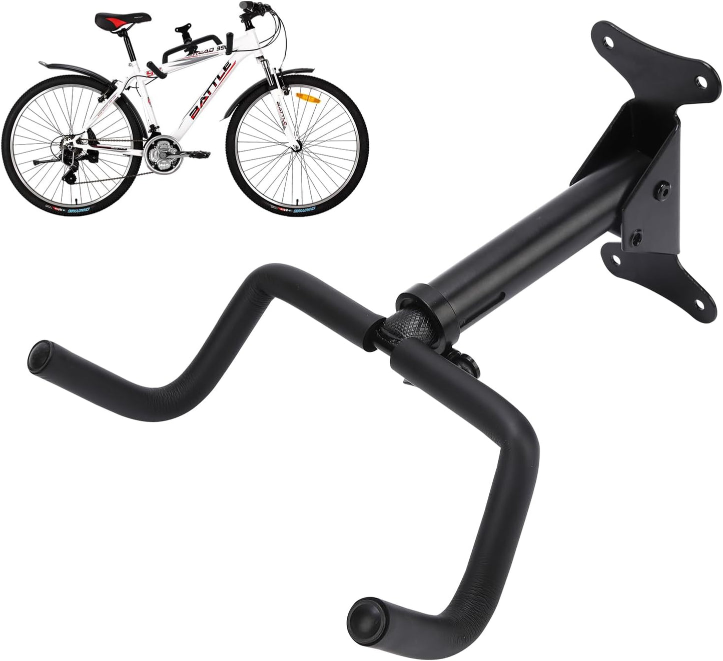 Bike Wall Parking Stand - Adjustable Horizontal Bicycle Storage Rack for Garage and Home - Metal Hook Holder for Road, Mountain, and Hybrid Bikes