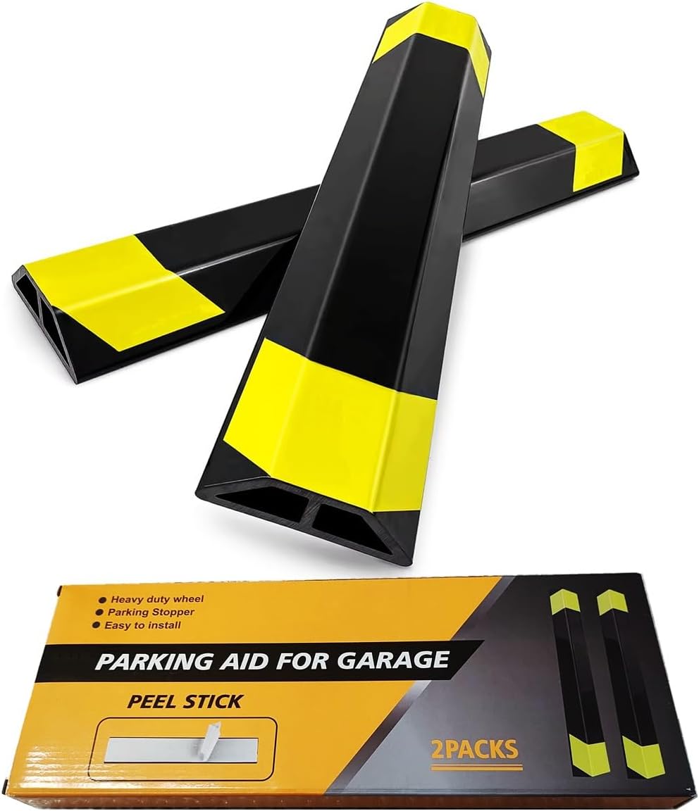 Heavy Duty Parking Aid for Garage, 16" Car Parking Stopper for Garage 2 Pack, Parking Aids Protects Car, Parking Stopper Easy to Install 2 Packs 16" L (2 Pack 16" L x 1.25H)