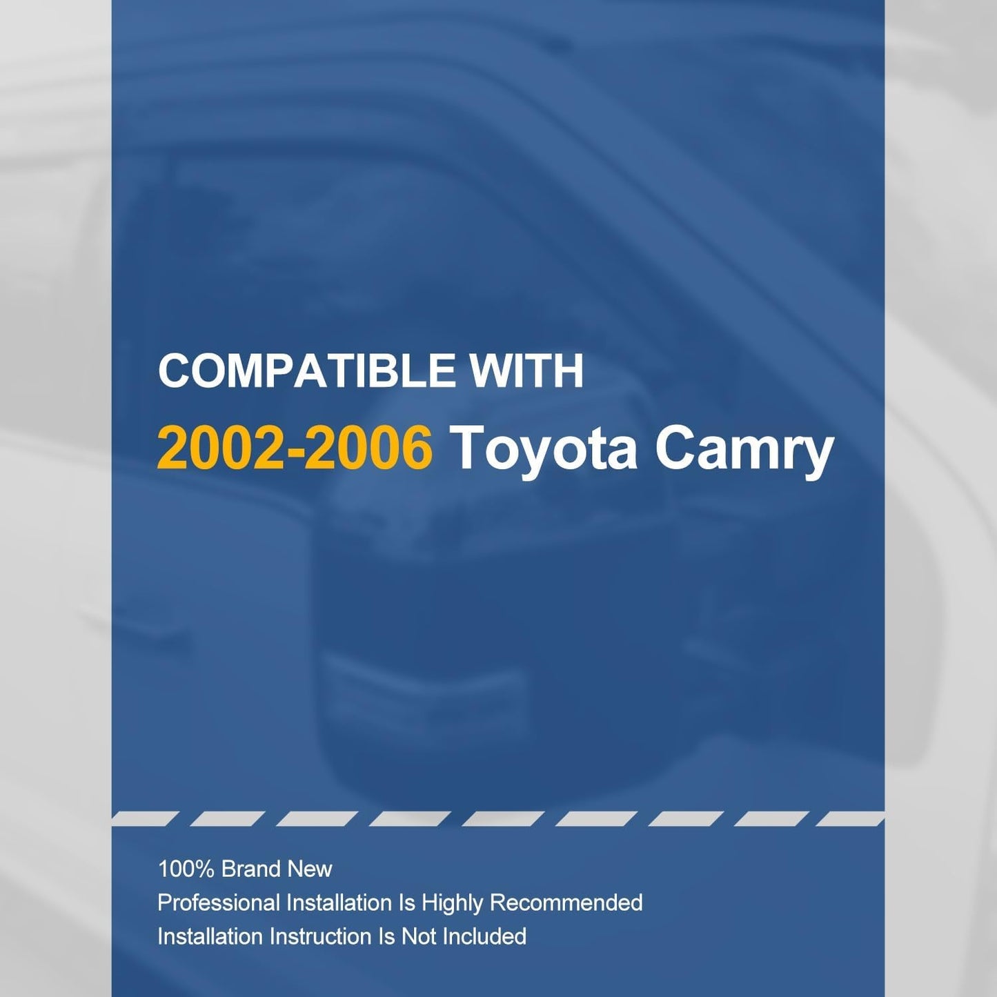 Auto Dynasty 4Pcs Carbon Fiber Pattern Window Visors Compatible with 2002-2006 Toyota Camry, Tape-On Front & Rear Window Deflectors Rain Guards Sun Wind Air Side Vent Shade, Glossy Black