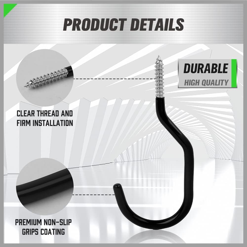 SWANLAKE 6 Pack Heavy Duty Bike Hook, 6 inches, Capacity 100 LBS, Bike Hooks for Garage Wall and Bike Hooks for Garage Ceiling