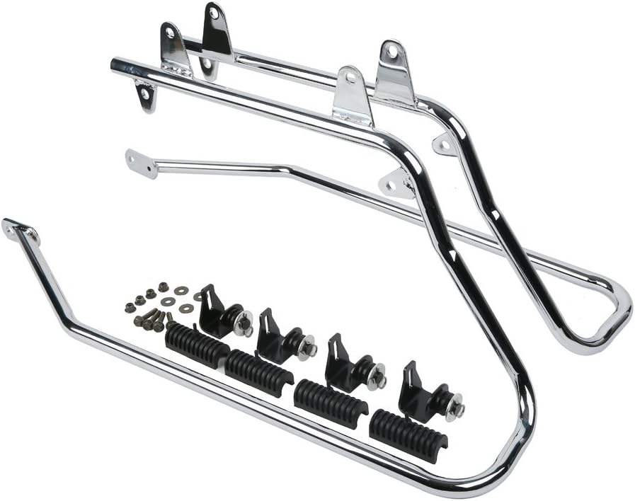 XFMT Vivid Black Motorcycle Saddlebags Hard Saddle Bags W/Black Latches & Chrome Conversion Bracket For Harley Softail Heritage Deluxe 1984-2017