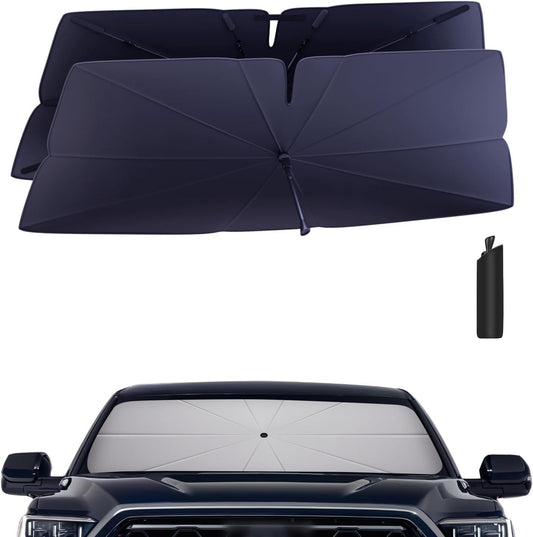 Windshield Sun Shade Umbrella: Fit for Toyota-Tundra-2022-2024 2025 - Front Car Window Shades - Double Thickened Foldable Sunshades for Tundra Limited SR5 Platinum TRD Pro Block UV Keep Cool