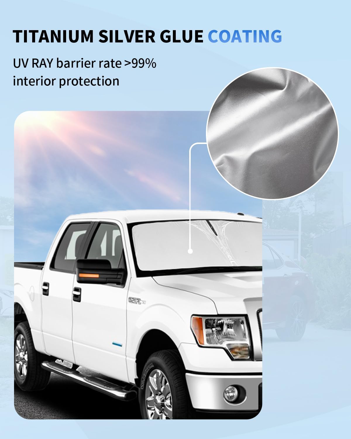 for F150 Car Windshield Sun Shade for 2015-2020 Ford F150 Lariat, King Ranch, Platinum, XL XLT Limited Raptor Accessories 2025 Upgrade Front Window Sunshade 2 Layer 240T Custom Fit Sun Visor Protector