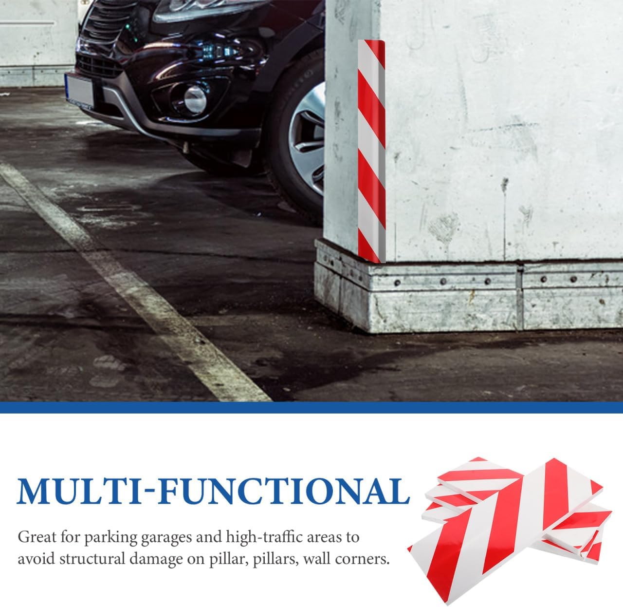 VOSAREA 4pcs Reflective Foam Wall Protector for Garage Poles Corner Guard Padding for Parking Garages Wall Guards to Protect Walls