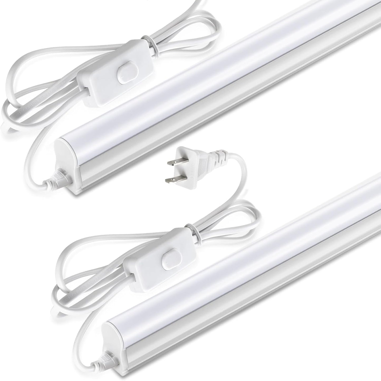 Pak LED Shop Lights, 4FT T5 Integrated Utility Fixture, 2300LM 6500K Cool White, 20W Energy Efficient Linkable LED Tube Lights for Garage, Workshop, Basement, FCC Certified, 2 Pack