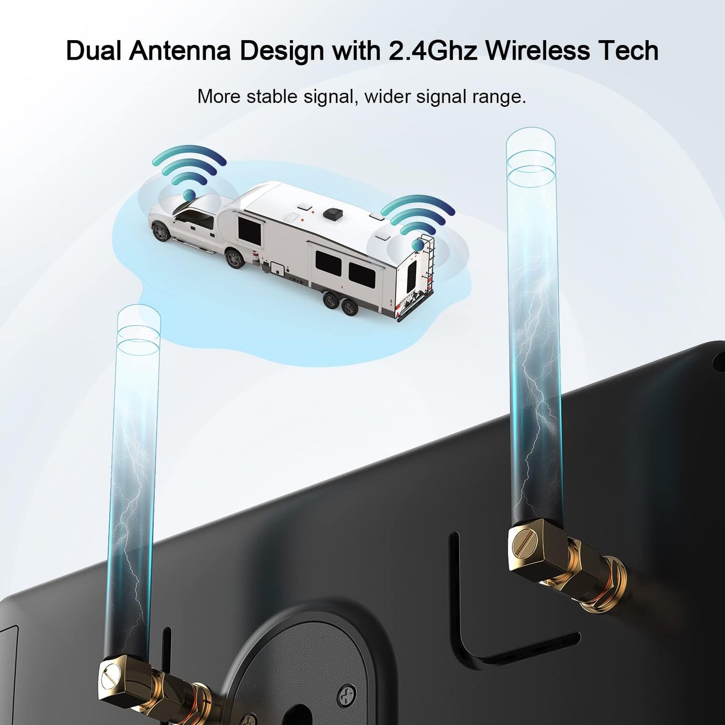 Fookoo HD Wireless RV Backup Cameras System, 7" Split-Screen Monitor, 1 Rear View + 2 Side Cameras, IR Night Vision Recording Waterproof Compatible with Furrion Pre-Wired RV Truck Trailer - DW7Y503
