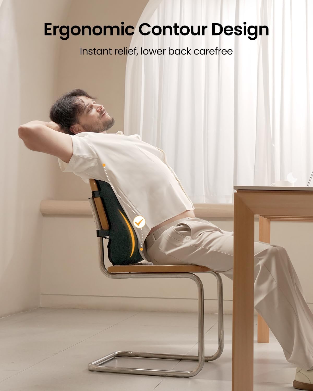 ProtoArc Lumbar Support Pillow for Office Chair, Memory Foam Back Support Pillow for Lower Back, Lumbar Cushion Desk Chair Back Cushion, Ergonomic Back Rest for Chair, Car, Home - Black