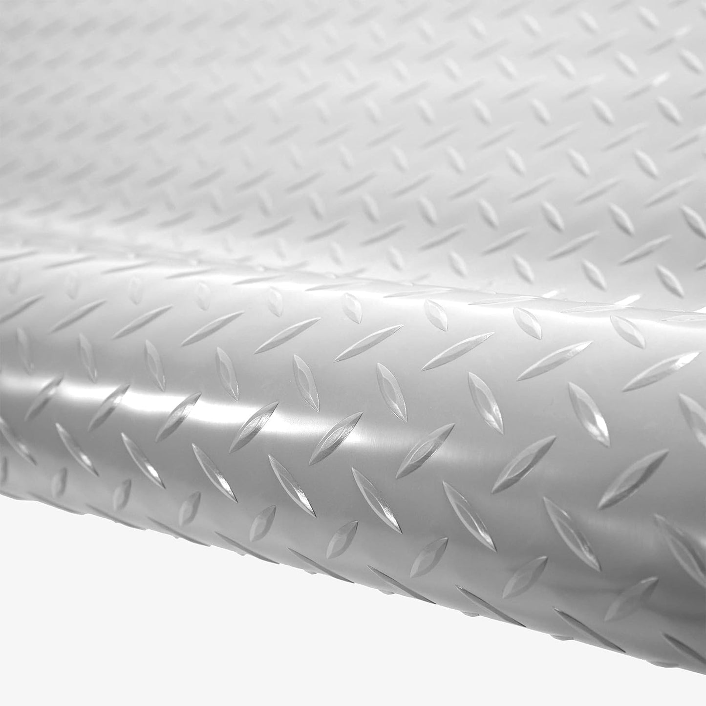 IncStores 2.5mm Thick Commercial-Grade Nitro Roll Garage Floor Mat | Flexible Vinyl Floor Mat for a Stronger and Safer Garage, Workshop, or Trailer | Diamond-Plate, Stainless Steel, 7.5' x 40'