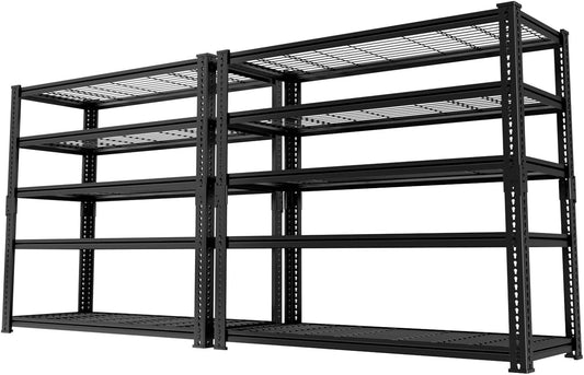 Storage Shelves 2PCS, Garage Shelving Heavy Duty 2400LBS Capacity, 36"L x 16"W x 72"H Adjustable Metal Shelving Organizer Wire Rack, 5 Tier Utility Shelf Unit for Pantry Closet Warehouse Organization