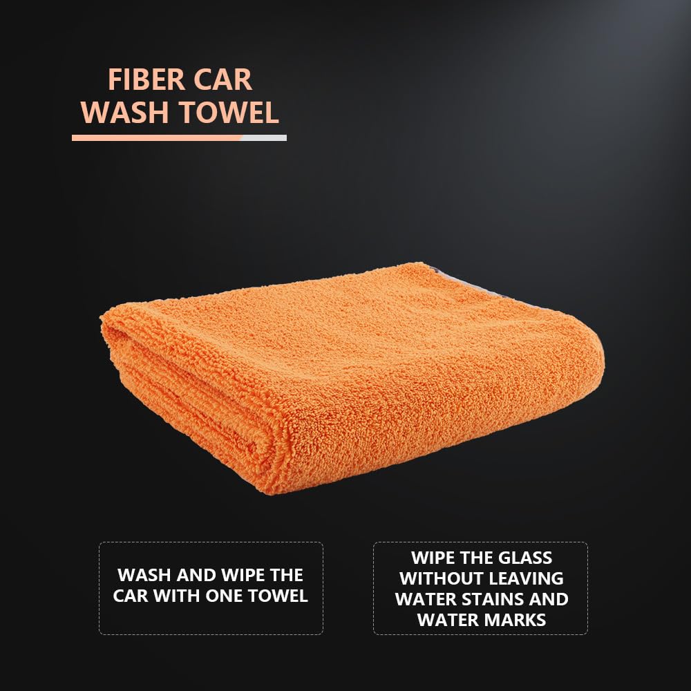 Car Microfiber Towel, Professional Grade Premium Microfiber Towel, 1 Pack Highly Absorbent, Scratch Free Large Car Microfiber Towel for Car Washing, Drying & Auto Detailing, 23.8 x 30.9 inch, Orange