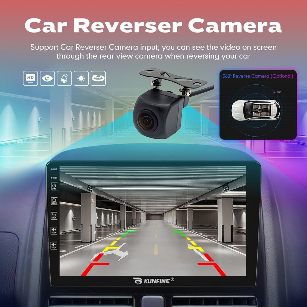 Kunfine Car CarPlay Android Auto Navigation Stereo GPS Radio Reverse Camera Display 9" IPS Touchscreen Headunit Tablet Pad Media Player For Peugeot 301 2013-2022, if Applicable Octa Core 4G+64G Silver