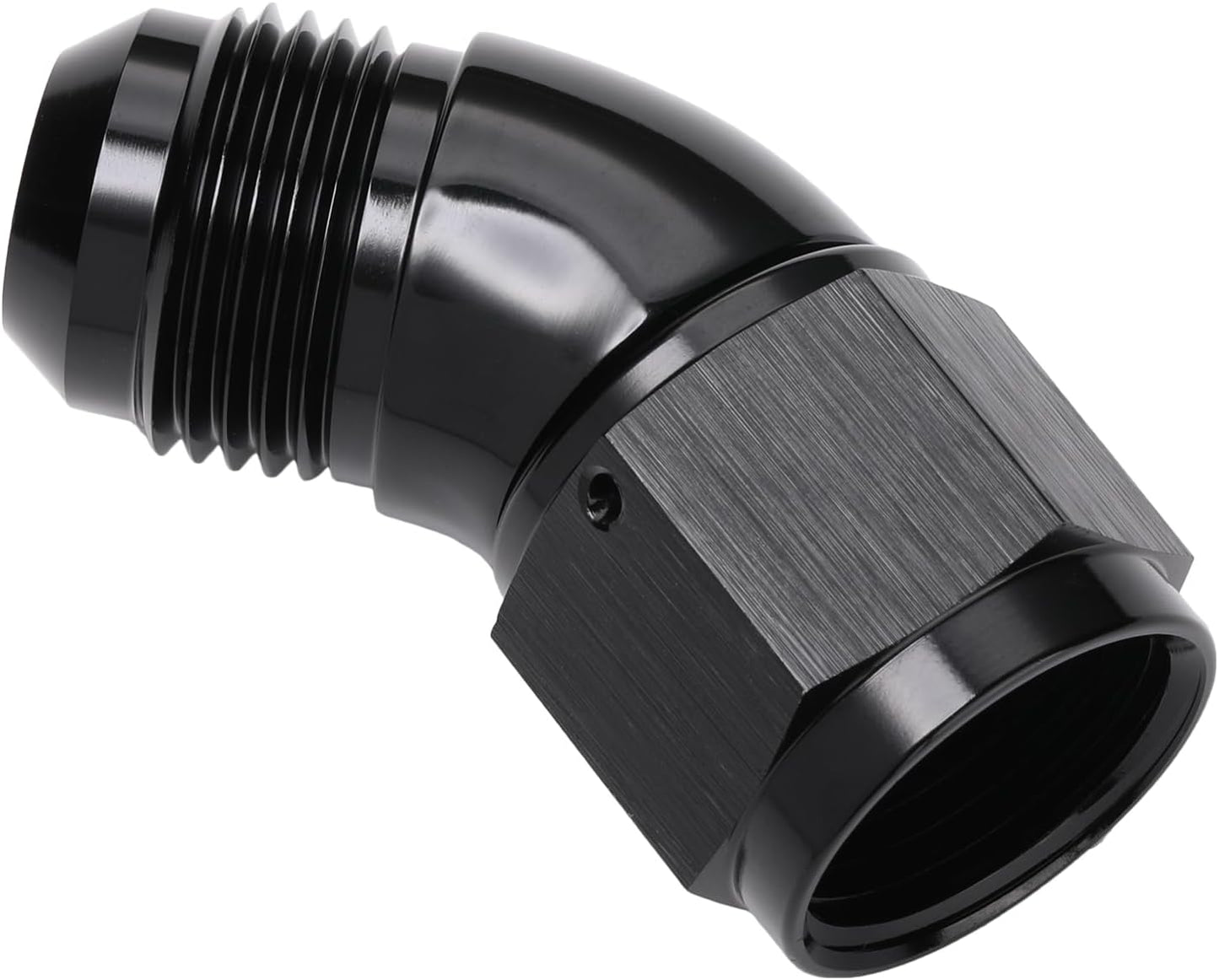 45 Degree 10AN Male to 10AN Female Swivel Full Flow Fitting Adapter Coupler Aluminum Black