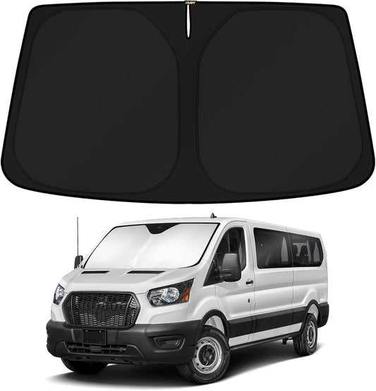 KUST Windshield Sun Shade for 2024 2025 2026 Ford Transit 350 Custom Fit Sunshade Window Sun Visor Protector Foldable Blocks UV Rays Keep Car Cooler