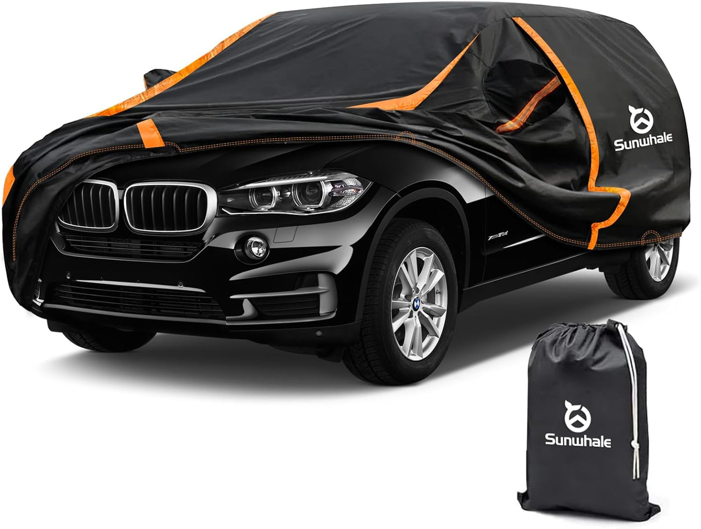 Car Cover Waterproof All Weather for SUV Automobiles UV Protection Snowproof Rain Sun with Door Zipper Full Exterior Outdoor Full Car Cover Universal Fit Up to 194"