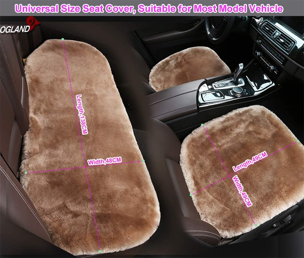 Fluffy Genuine Australia Sheepskin Car Back Seat Cover for Auto Rear Interior Accessories Seat Cushion with Soft Fuzzy Wool Natural Fur Non-Slip (Alpine Green, Back)