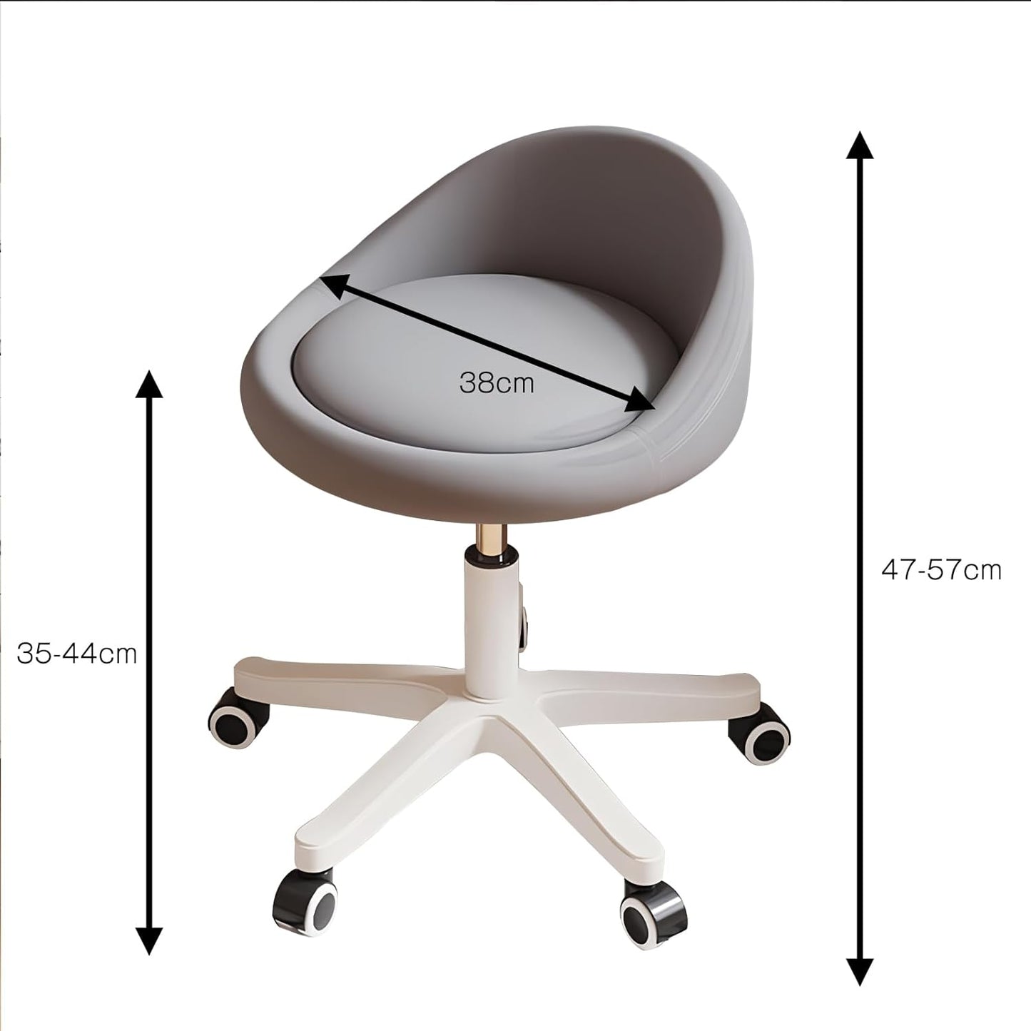 Rolling Stool Rolling Hydraulic Salon Stool with Low Backrest - Adjustable Swivel Chair for SPA, Shop, Salon, Massage, or Medical Office Dark Grey-A