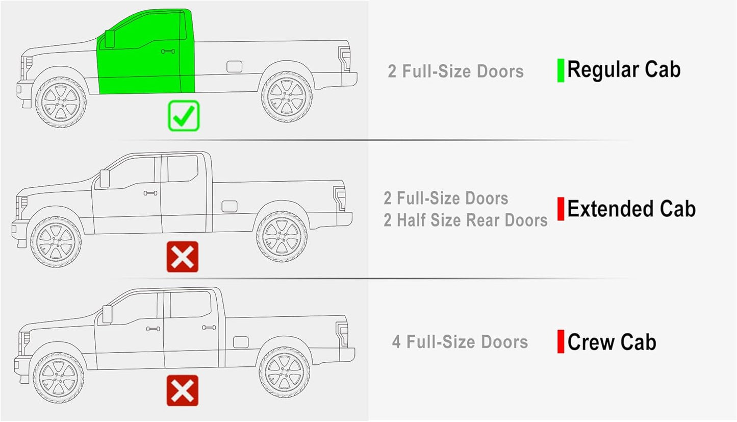 APS Running Boards 6-inch Black Compatible with Ford F150 2015-2025 Regular Cab & F-250 F-350 Super Duty 2017-2025 Stainless Steel (Nerf Bars Side Steps Side Bars)