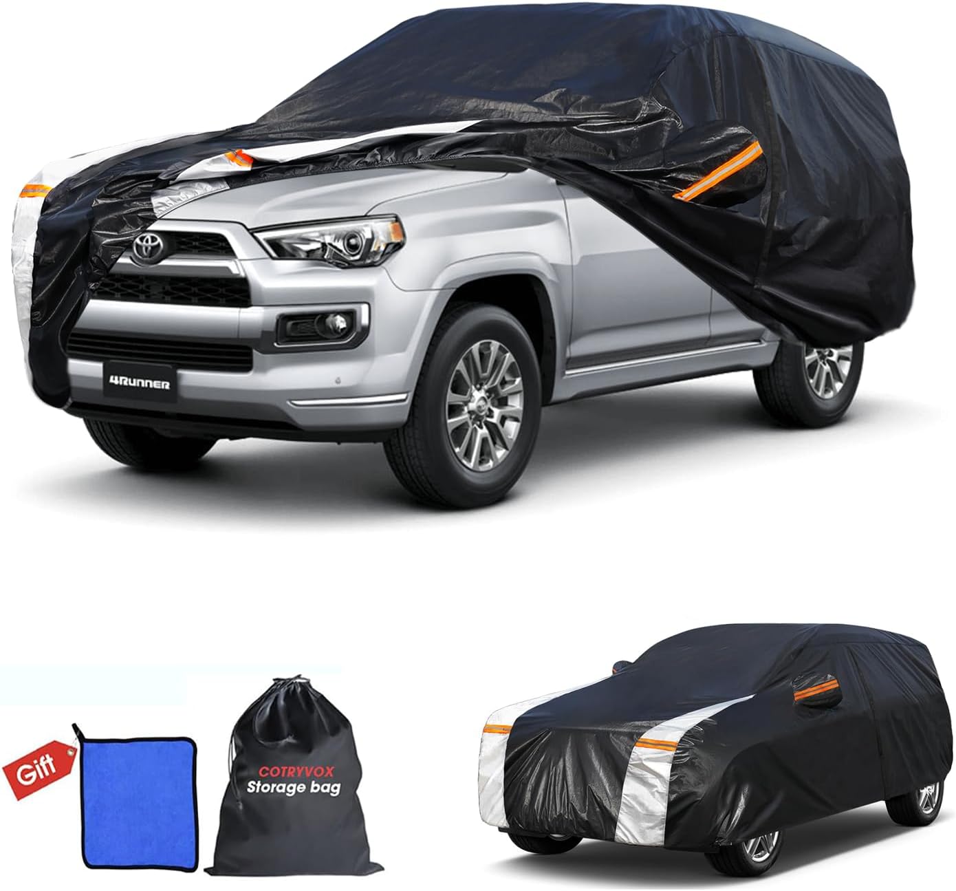 Toyota 4Runner Car Cover 100% Waterproof All Weather, Gift with Towel, 10 Layers SUV Car Cover Custom Fit 2002-2025 Toyota 4Runner, Full Exterior Covers Rain Sun UV Protection with Door Zipper.