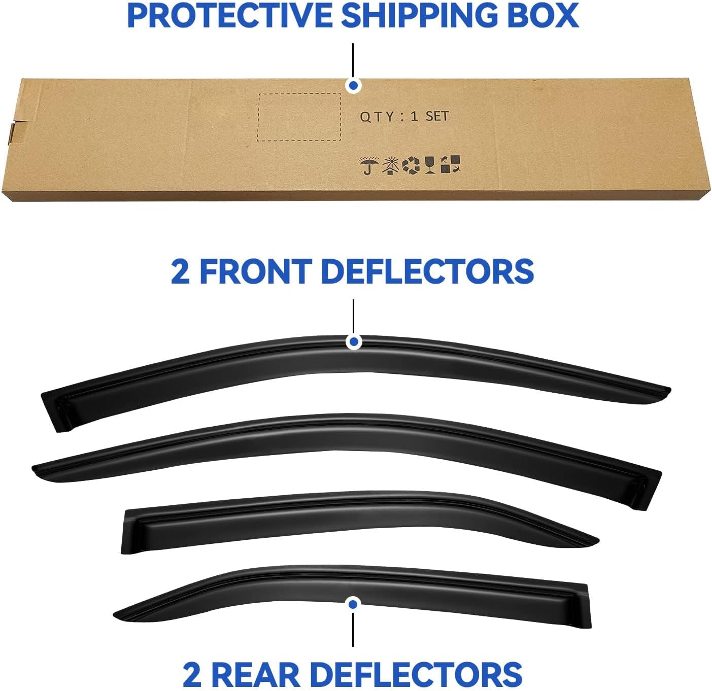 Window Visors Rain Guards for 2007 2008 2009 2010 2011 Toyota Camry, Out-Channel Window Vent Wind Deflectors Visors Shades for 07-11 Camry