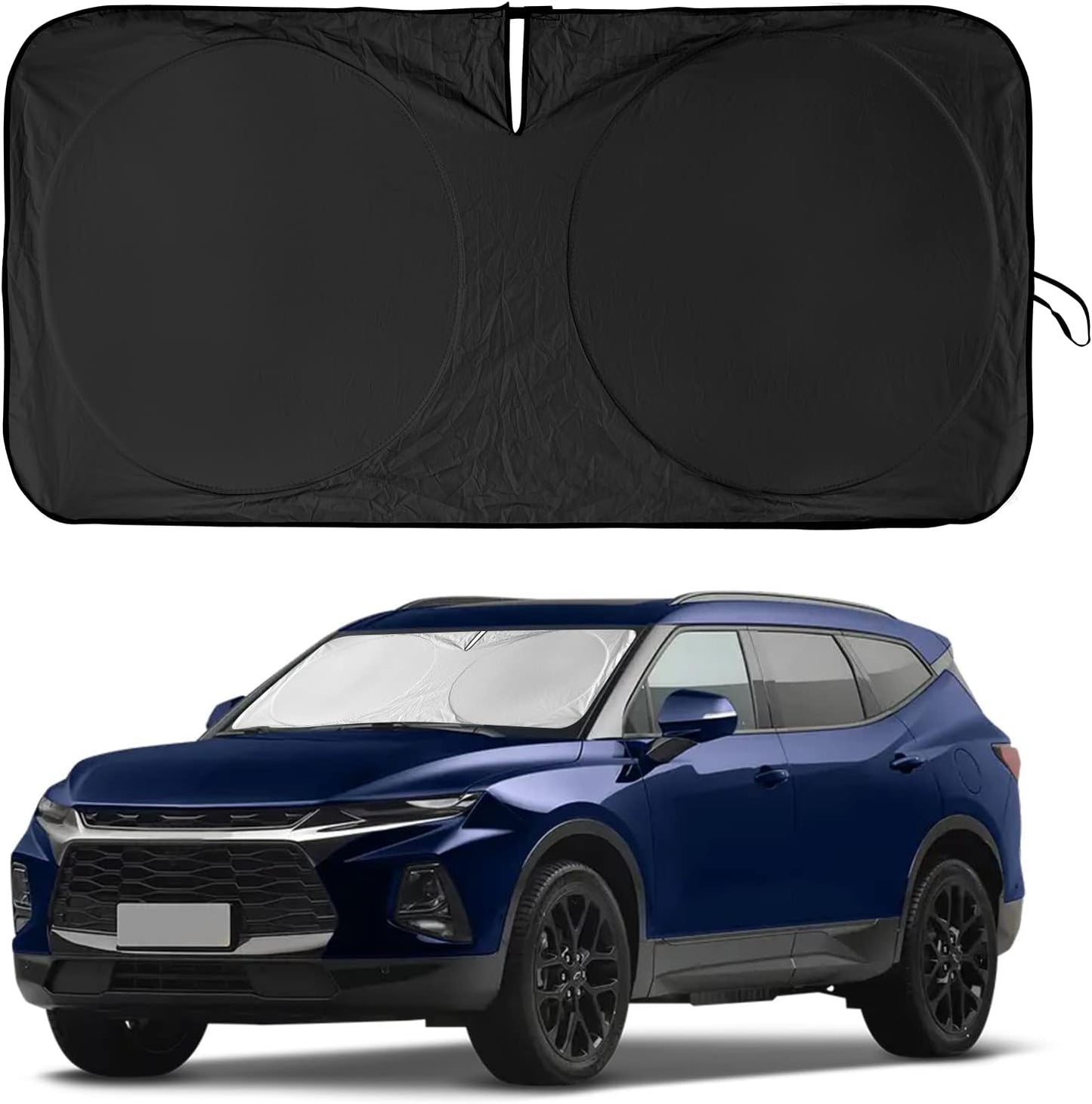 for Chevy Car Equinox 2005-2017 Windshield Sunshade Foldable Sun Shield, Front Window Shade for Chevy Silverado Traverse Tahoe Custom Fit Sun Visor Accessories Protector 210T Reflective Cover Block UV