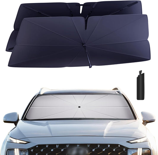 Windshield Sun Shade Umbrella for 2019-2023 Hyundai Santa Fe Accessories: Custom Fit 240T Silver, Double Thickened, Foldable Sunshade Window Sun Visor, Ultimate 99% UV Blocking for SE, SEL, Limited