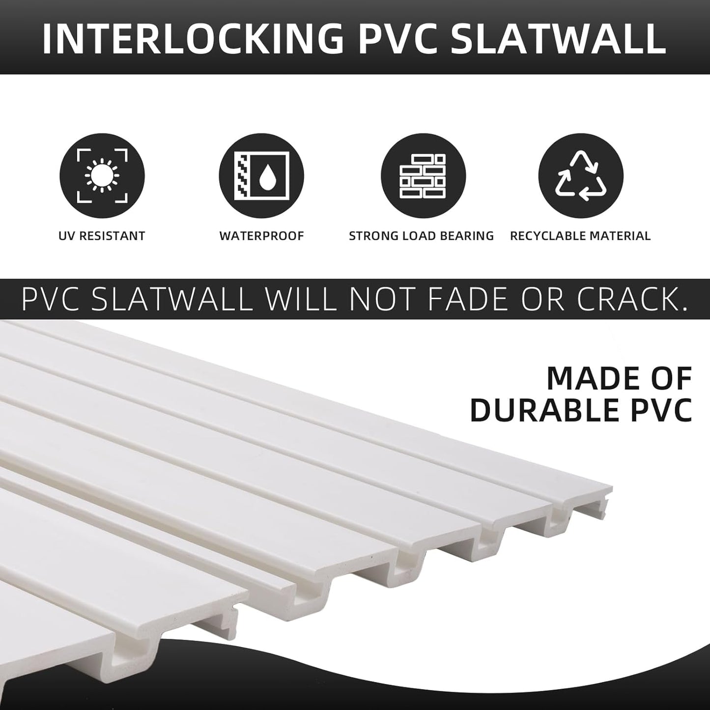Slatwall Panels 4x8 ft Garage Wall Storage System, PVC Slat Wall Paneling Garage Organizers and Storage Utility Rack Heavy Duty, Garage Slatwall for Tool Organization Peg Board (White)