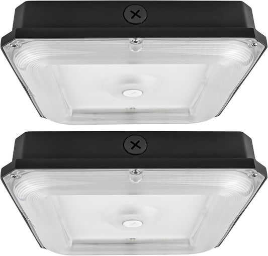 80W/60W/40W Power Selectable LED Canopy Garage Light with 3CCT (3500K/4000K/5000K), LED Parking Garage Lights 90-277V IP65 Commercial Residential Lights DLC (40W/ 60W/80W Power Selectable -2 PACK)