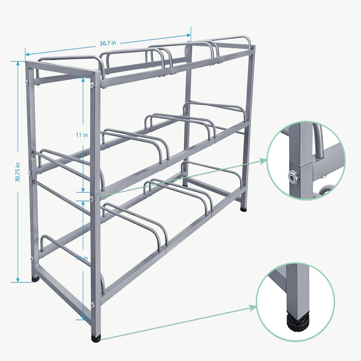 5 Gallon Water Jug Holder 9 Jugs Capacity, Newly Upgraded 3-Tier Heavy Duty Water Cooler Jug Storage Rack, Detachable Organizer Shelf for Home, Office, Garages Black