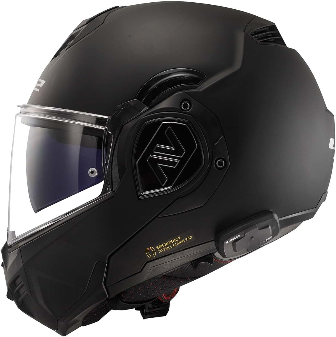 LS2 Helmets Advant Modular Helmet with Integrated Cardo 4X Bluetooth (Noir Matte Black - Small)