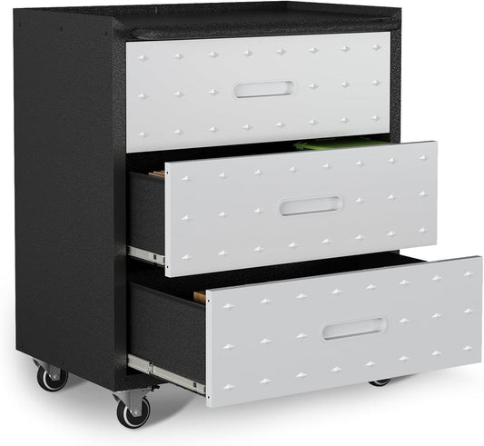 Metal Garage Storage Cabinet with Wheels,Locking Rolling Tool Cabinet with Drawers and Shelves for Home, Office, Garage & Workshop