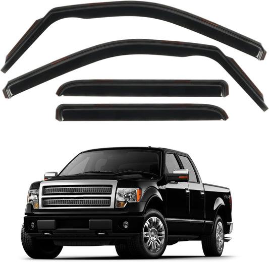 in Channel Rain Guards Fit for 2009-2014 Ford F-150 Crew Cab Full-Size Doors, Window Vent Visors Shades, Side Window Wind Deflectors, 2010 2011 2012 2013