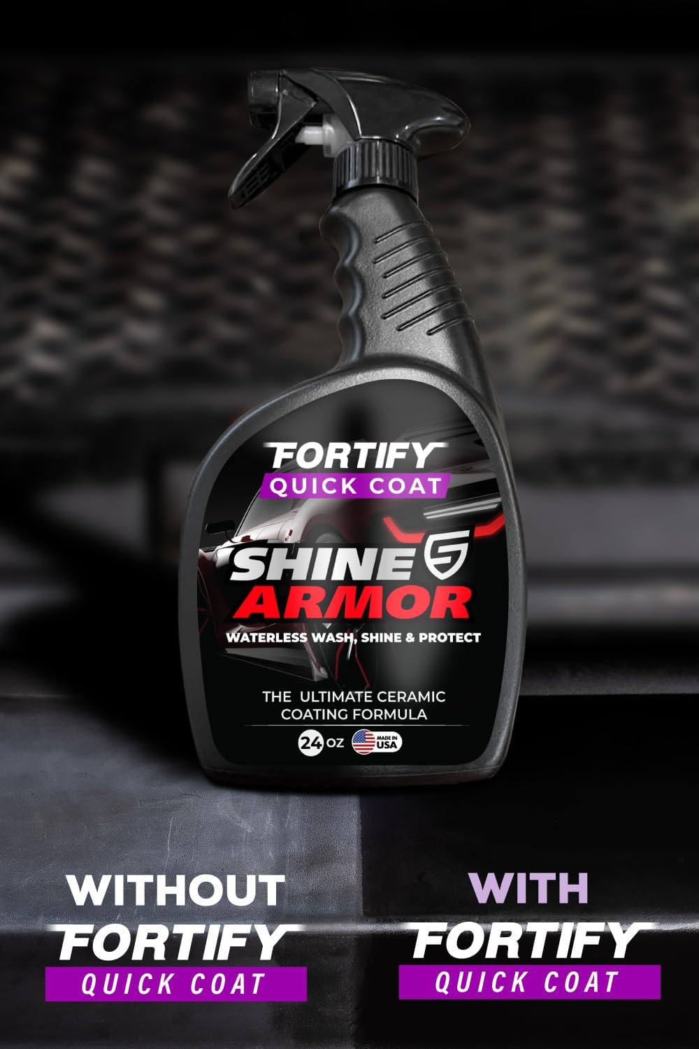 SHINE ARMOR Ceramic Coating Fortify Quick Coat Car Wax Polish Spray Waterless Wash & Wax Hydrophobic Top Coat Polish & Polymer Paint Sealant Detail Protection (24 Fl Oz)